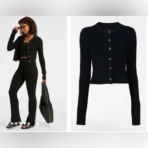 Le Ore Lodi Rib Knit Cardigan Black XS New With Tags